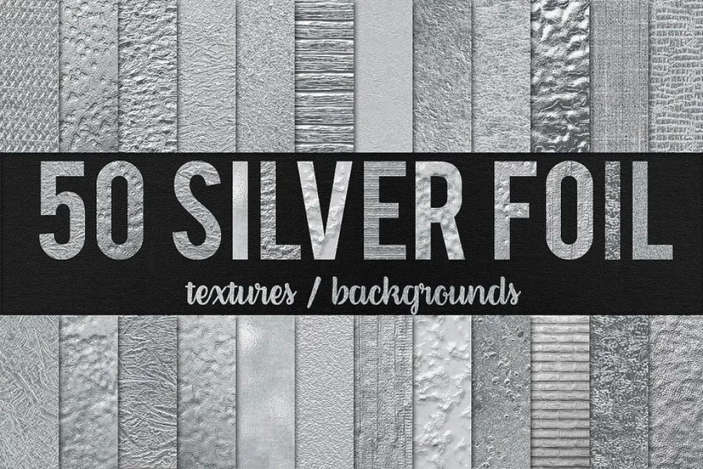Set of 50 Silver Foil Textures