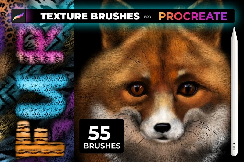 55 FUR TEXTURE Brushes for PROCREATE