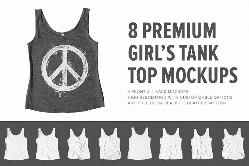 8 Premium Girl's Tank Top Mockups