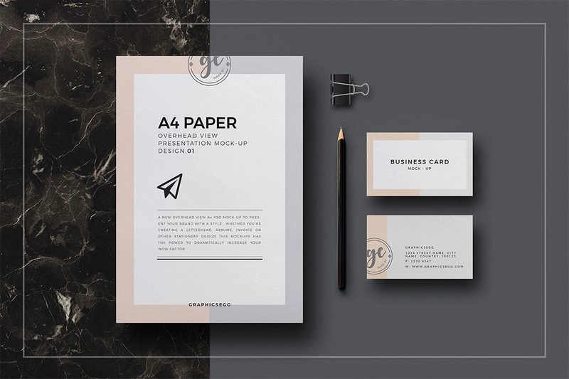 A4 Paper Overhead View Mockup