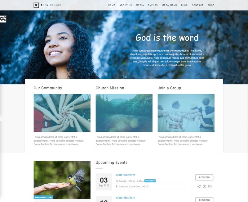 Adore Church - Responsive PHP WordPress Theme
