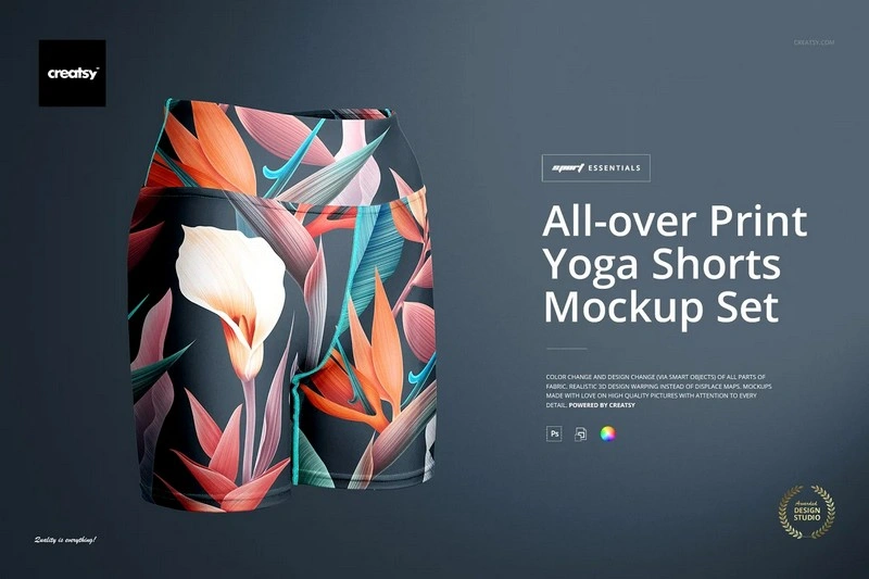 All-over Print Yoga Shorts Mockup