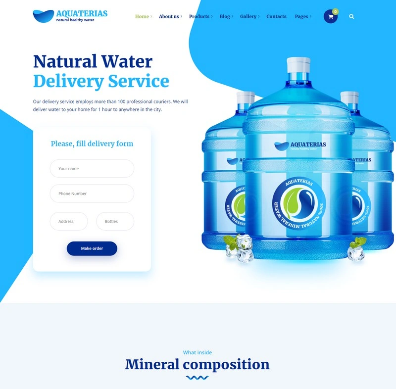 Aquaterias - Bottled Drinking Water Delivery WordPress Theme