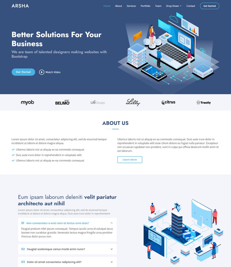 Arsha - Free Corporate Bootstrap HTML Template
