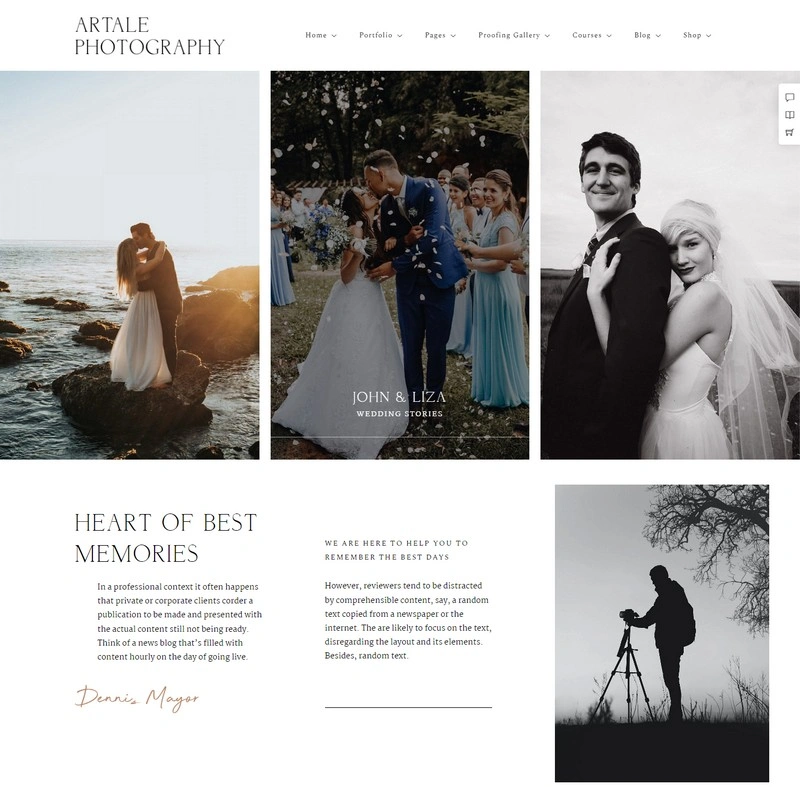 Artale Wedding Photography Portfolio WordPress