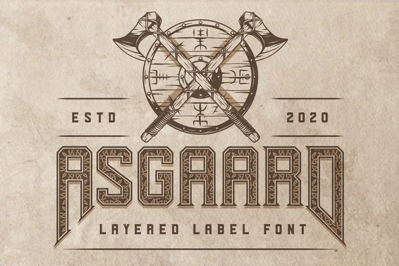 Asgaard layered label font