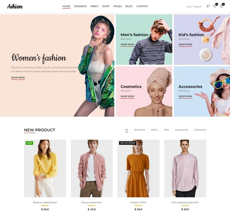 Ashion – eCommerce Website Template Free