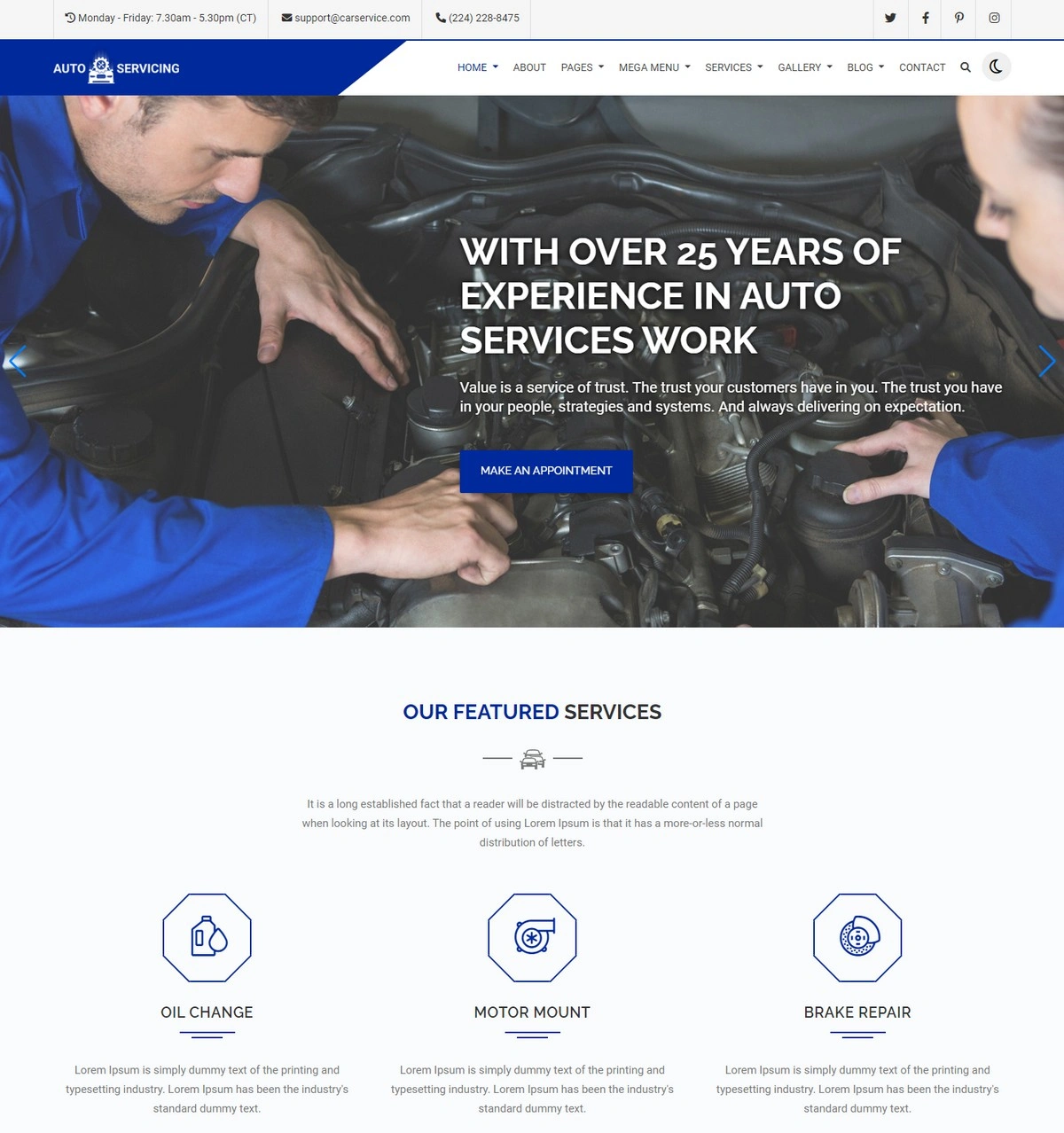 AutoServicing - Automobile Garage Operations HTML Template
