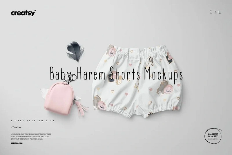 Baby Lantern Harem Shorts Mockup Set