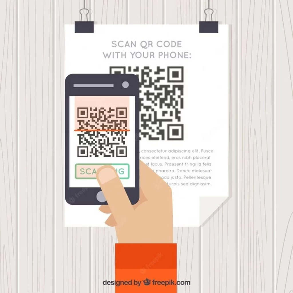 Background of Person Scanning QR Code - Vector