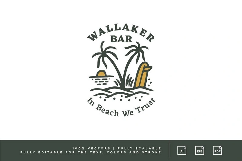 Beach Bar Logo - Vintage