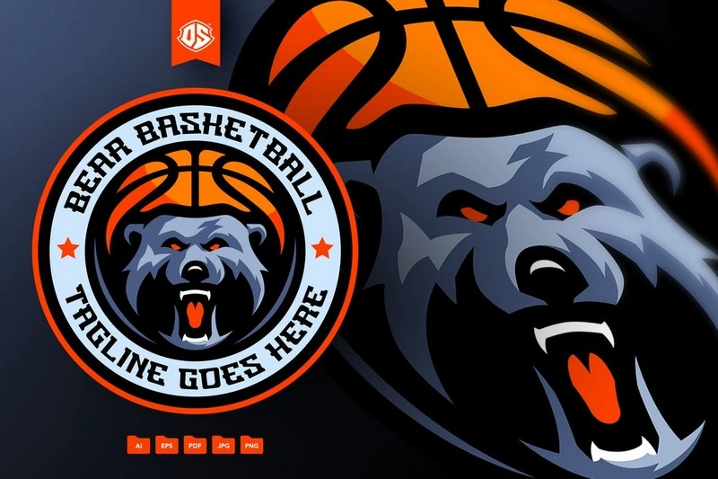 Bear Basketball Mascot Logo