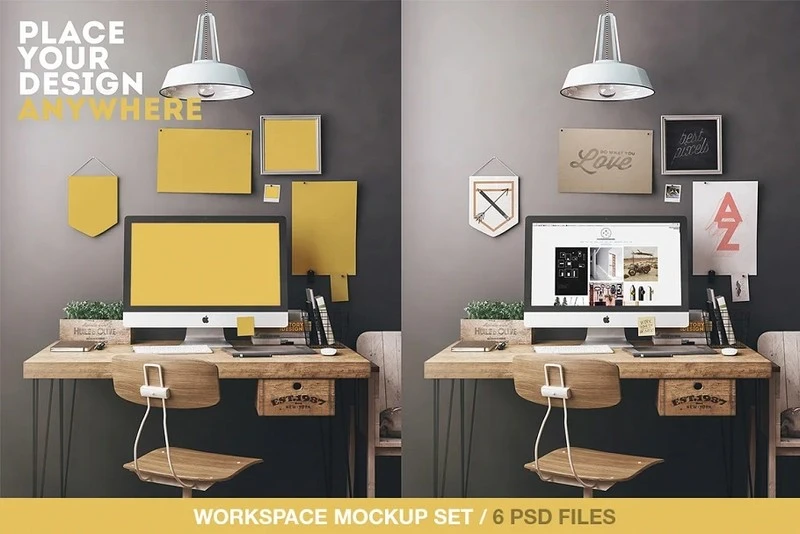 Beautiful Set of Workspace Mockup