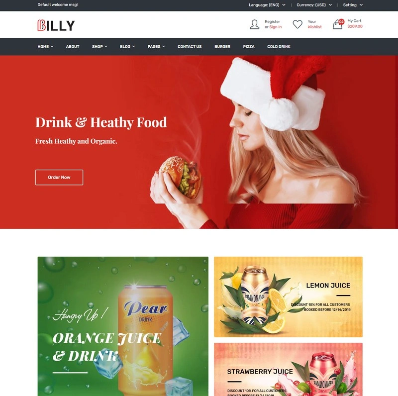 Billy - Food & Drink eCommerce Bootstrap 5 Template