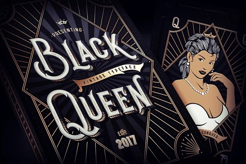 Black Queen Label Font + bonus graphics