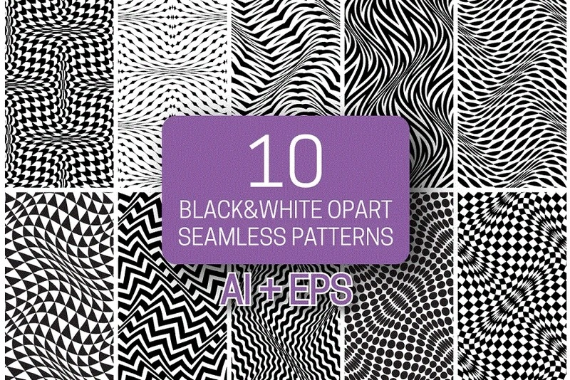 Black white opart patterns