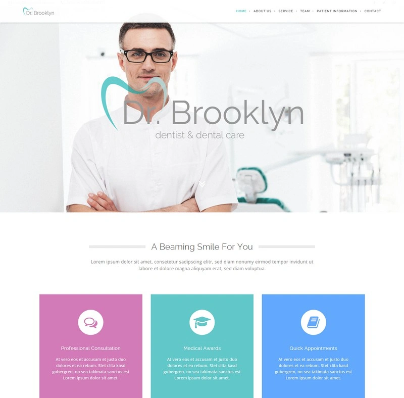 Brooklyn Creative Dentist WordPress Theme