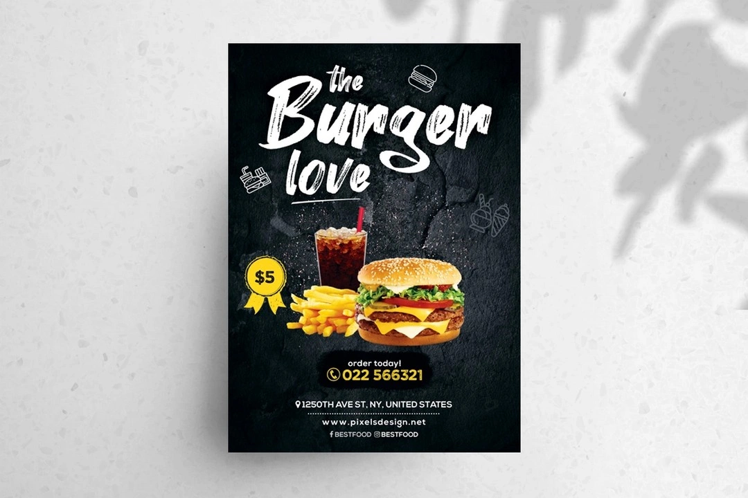 Burger Love Free Restaurant PSD Flyer