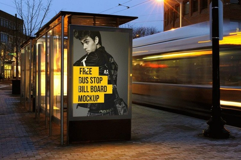 Bus Stop Advertising Billboard Mockup
