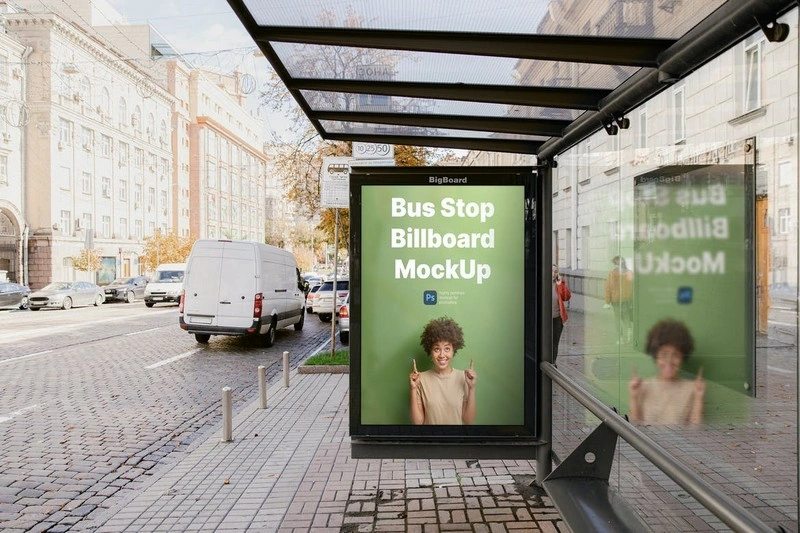Bus Stop Billboard, Poster Mockup Template
