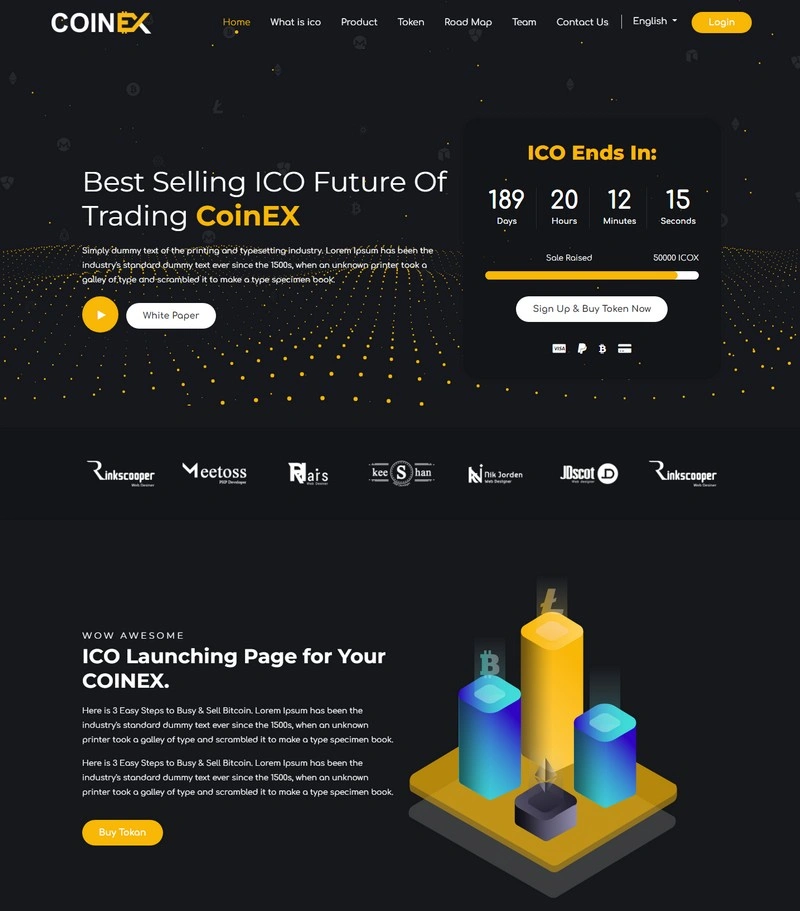 COINEX - ICO, Bitcoin And Crypto Currency HTML Template