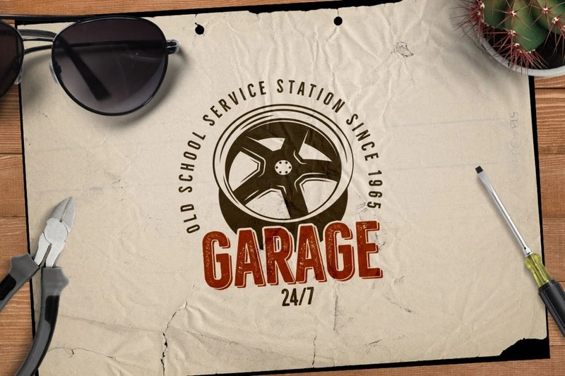 Car Garage Service Retro Logo