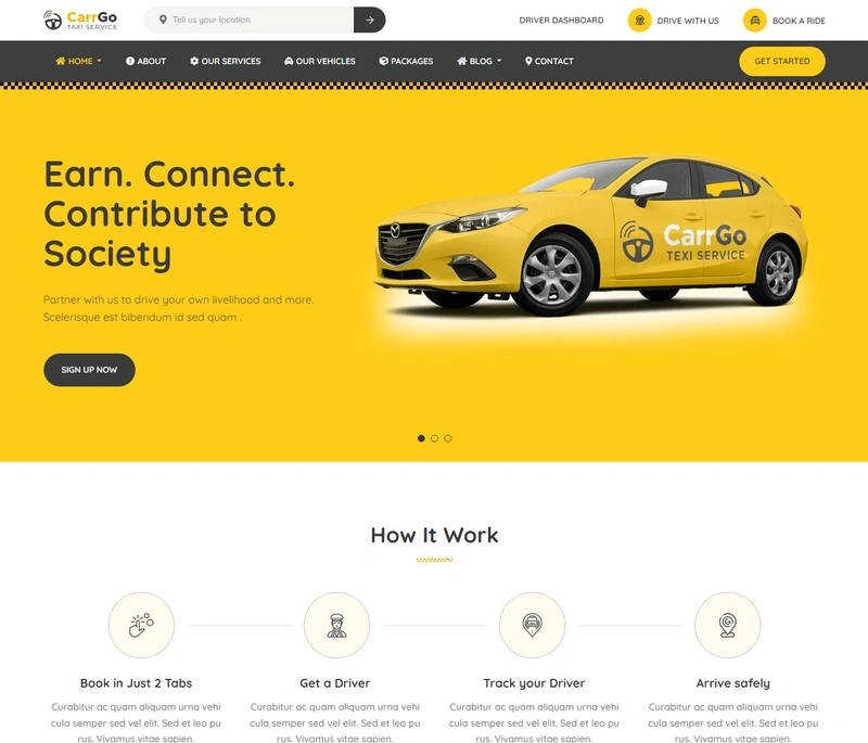 CarrGo - Ridesharing Taxi HTML5 Template