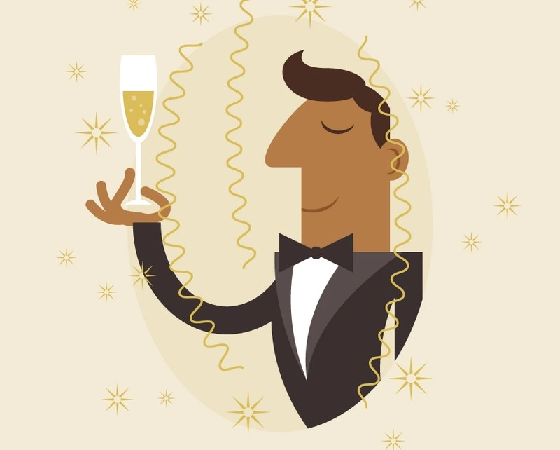 Champagne Celebration Illustration in Adobe Illustrator