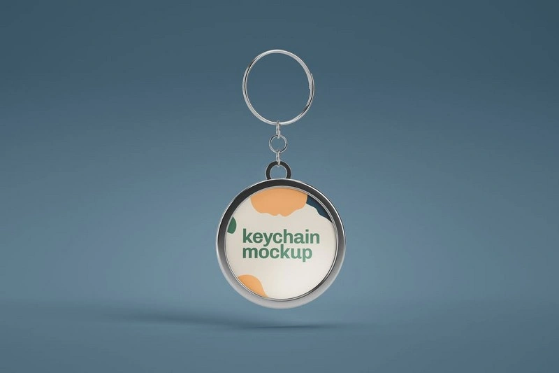 Circle Metallic Keychain Mockup