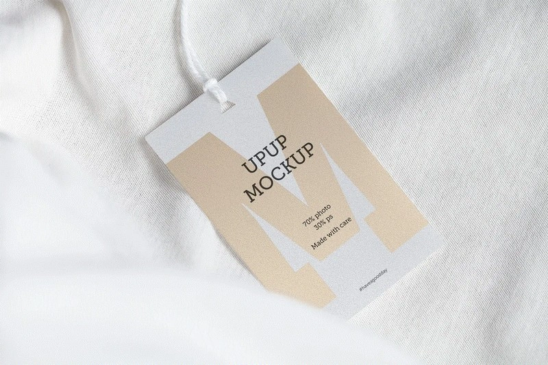 Clothes Label Tag Blank White Mockup