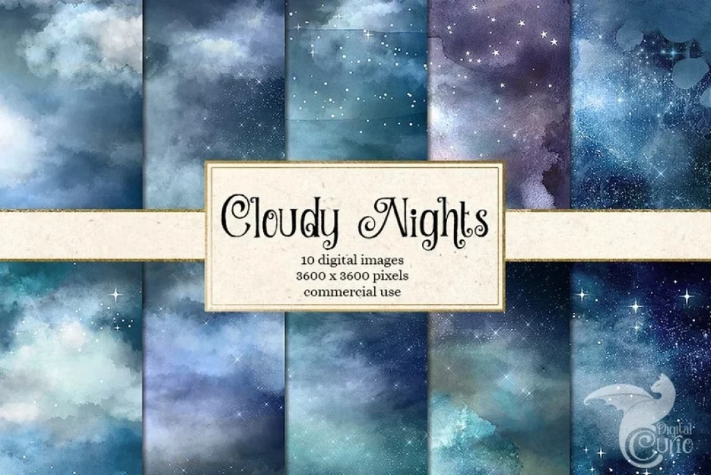 Cloudy Night Watercolor 
