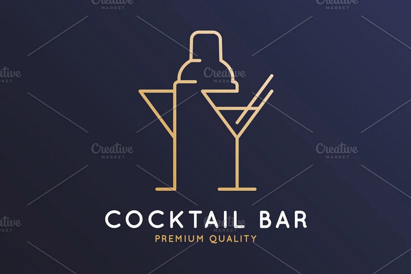 Cocktail Bar Logo With Cocktail