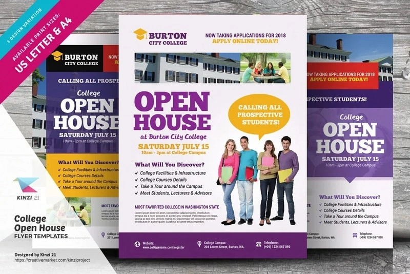 College Open House Flyer Templates