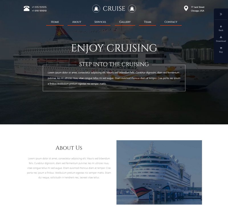 Cruise a Travel Category Web Template