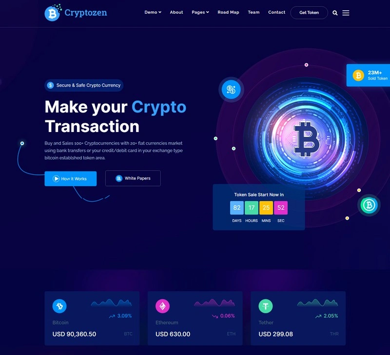 Cryptocurrency ICO & Bitcoin HTML5 Website template