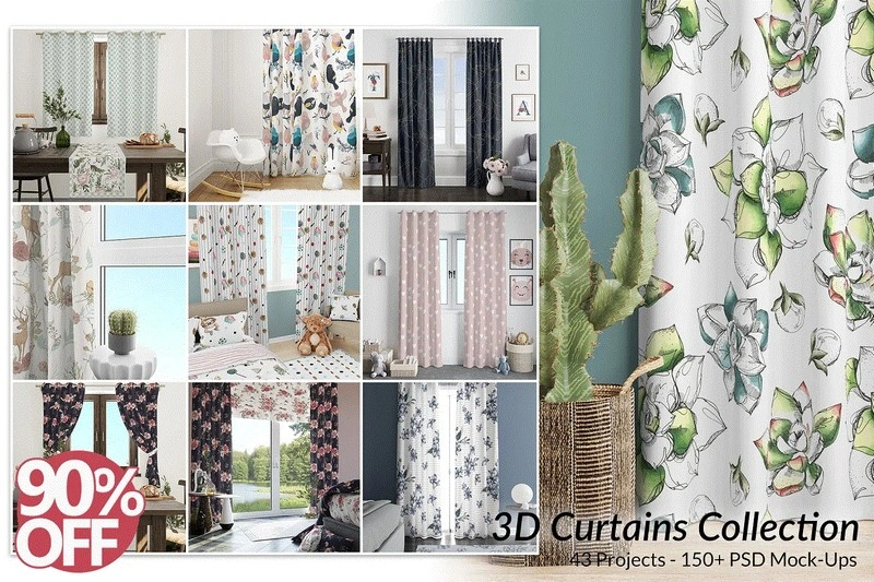 Curtains 3D Mockups Bundle