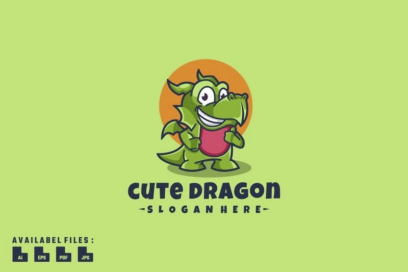 Cute Dragon Logo Mascot