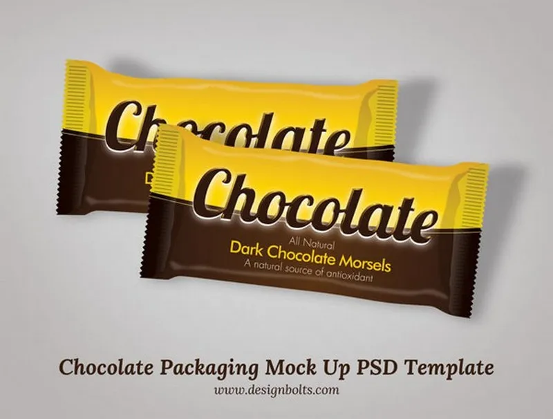 Dark Chocolate Bar Packaging PSD Mockup