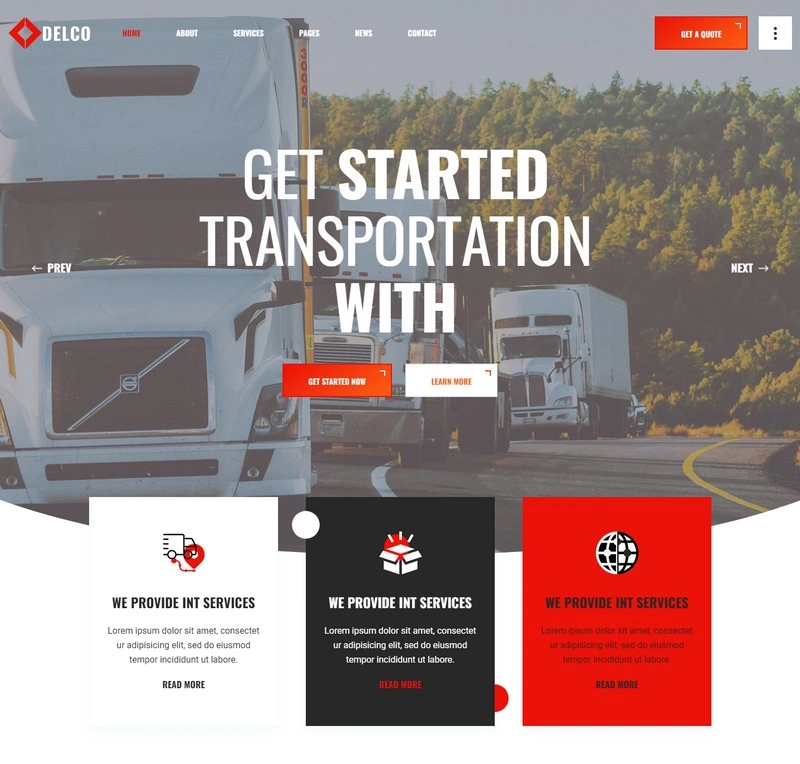 Delco Logistics and Cargo HTML5 Website Template