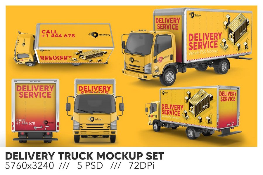 Delivery Truck Mockup Set