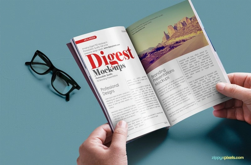 Digest-size Magazine PSD Mockup