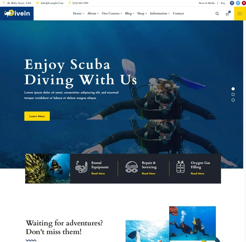 Divein - Scuba Diving & Surfing WordPress Theme