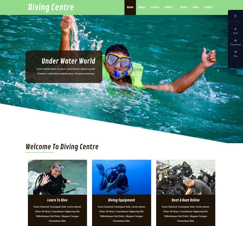 Diving Centre Bootstrap Responsive Web Template
