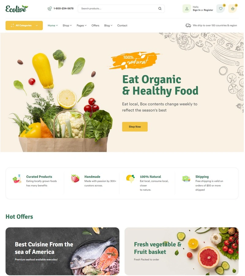 Ecolive - Organic Food WooCommerce WordPress Theme