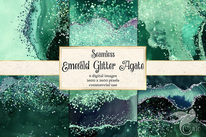 Emerald Glitter Agate Textures