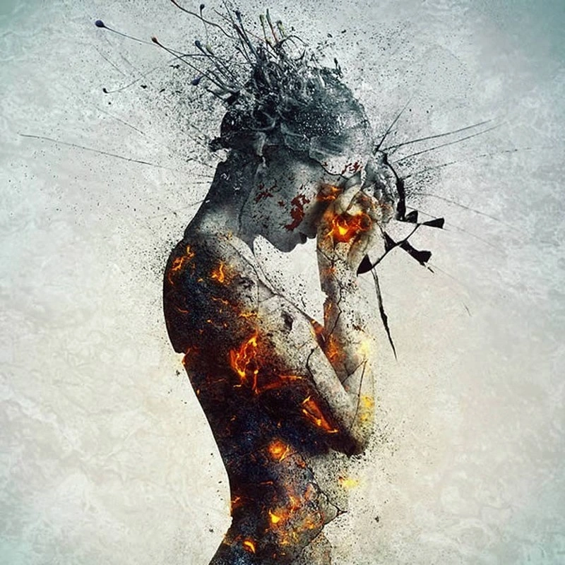 Emotional, Molten, Shattered Statue in Photoshop