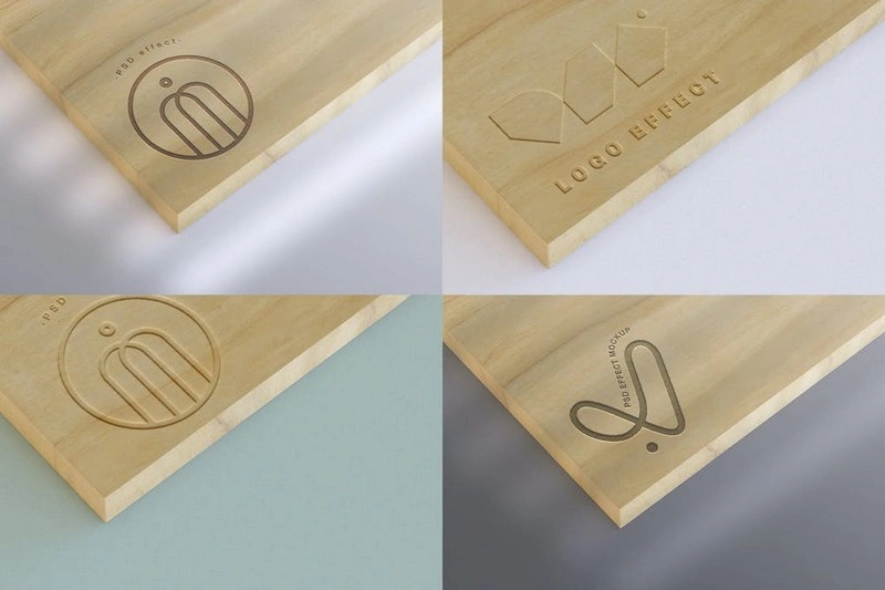 Engraved Wood Branding Effect Mockup
