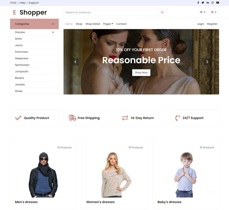 Eshopper – Free Responsive Bootstrap 4 E-commerce Website Template