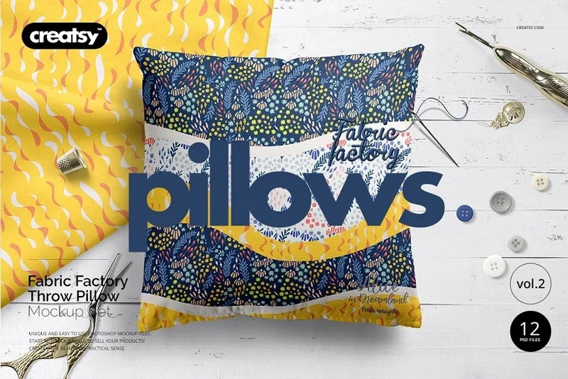 Fabric Factory vol.2 Pillow Mockup PSD