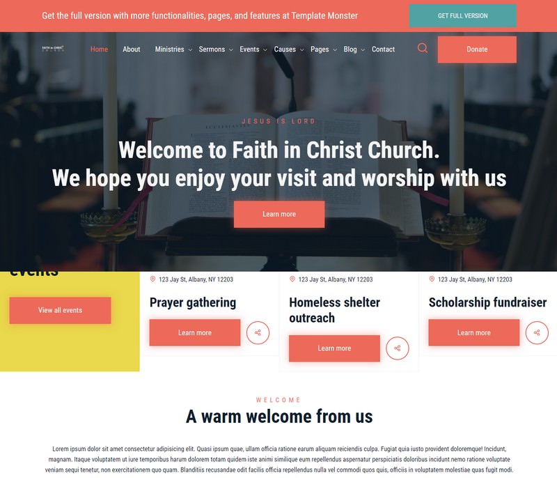 Faith in Christ Church – Free HTML Website Template